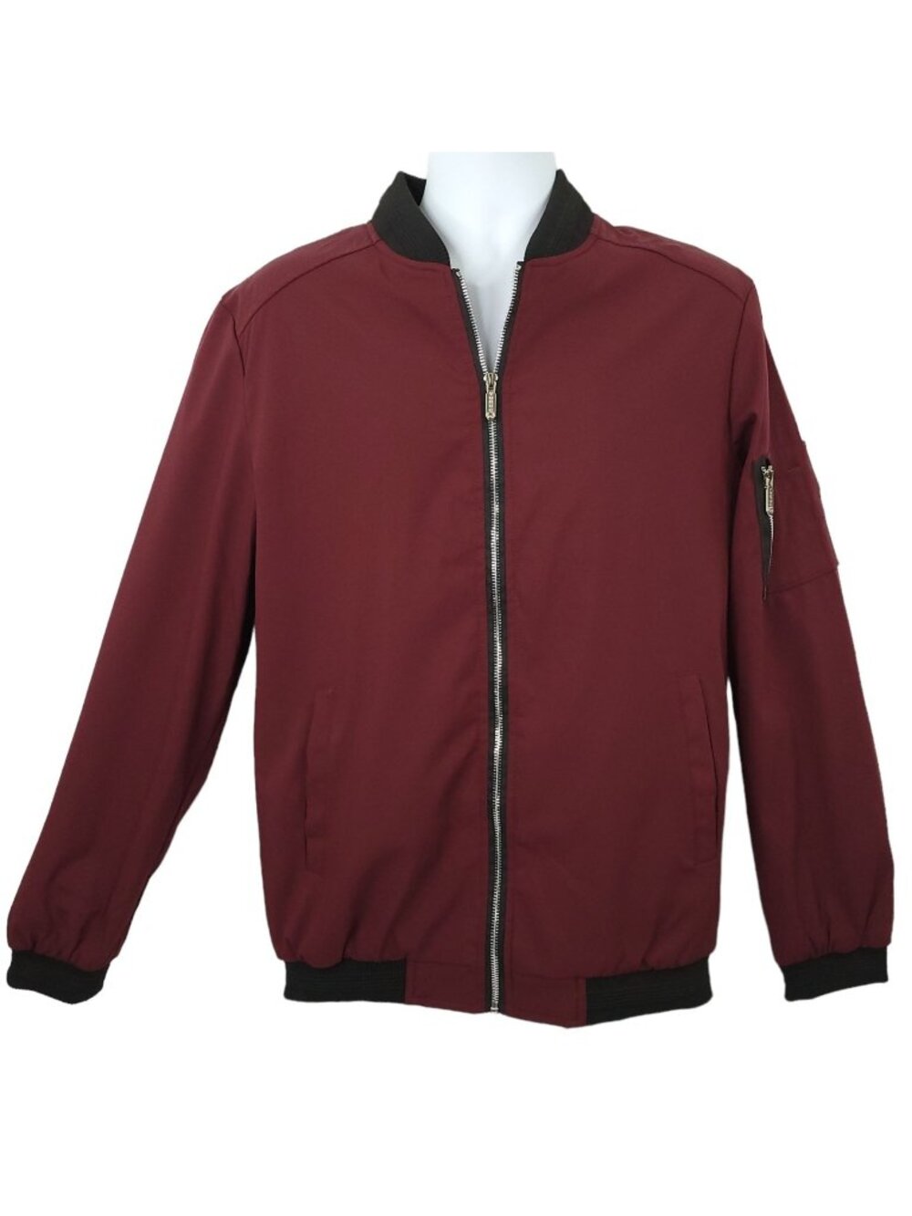 Sandbank Bomber Jacket Mens M Lightweight Full Zip Golf Windbreaker Burgundy